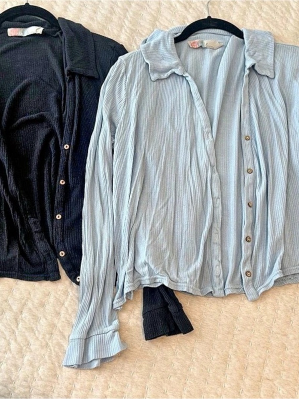 Free People Ribbed Cardigan Black & Blue Small